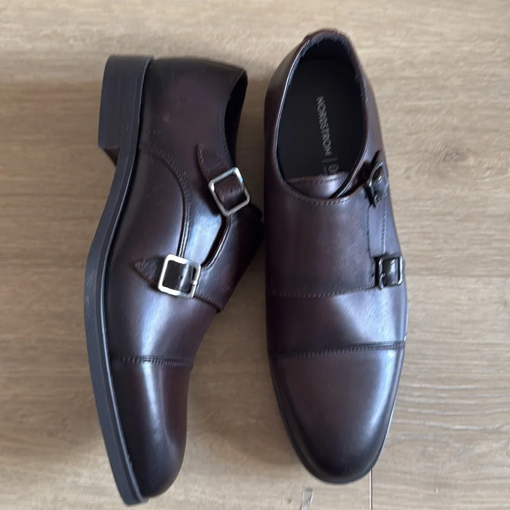 New Edison Double Monk Strap Shoe (Men) ortholite Nordstrom Sz 8.5 leather dress
